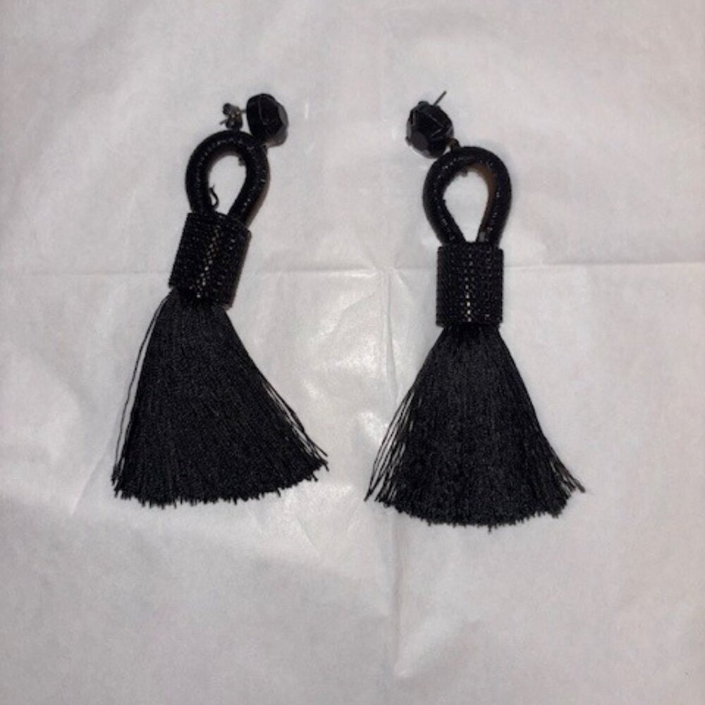 Black Boho Tassel Long Earrings